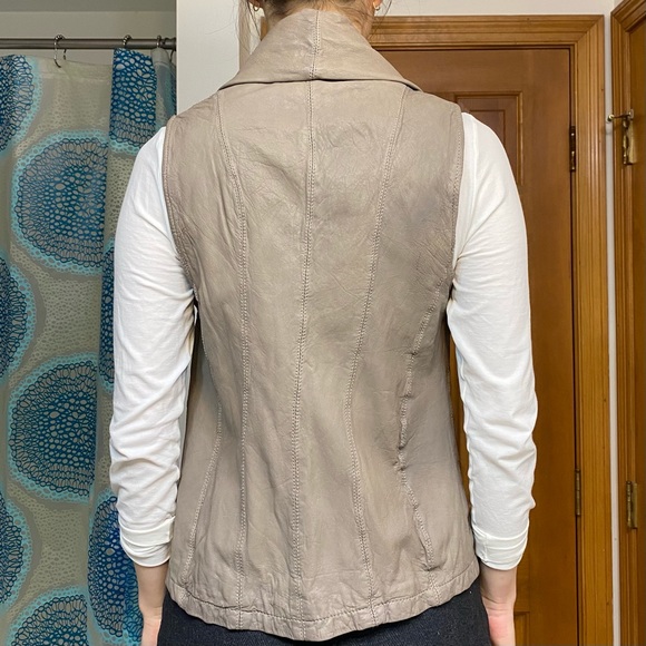 All Saints Kadian Gilet Leather Vest in Taupe - Picture 7 of 14